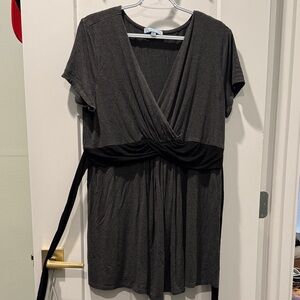 Black and Gray Maternity Wrap Shirt
